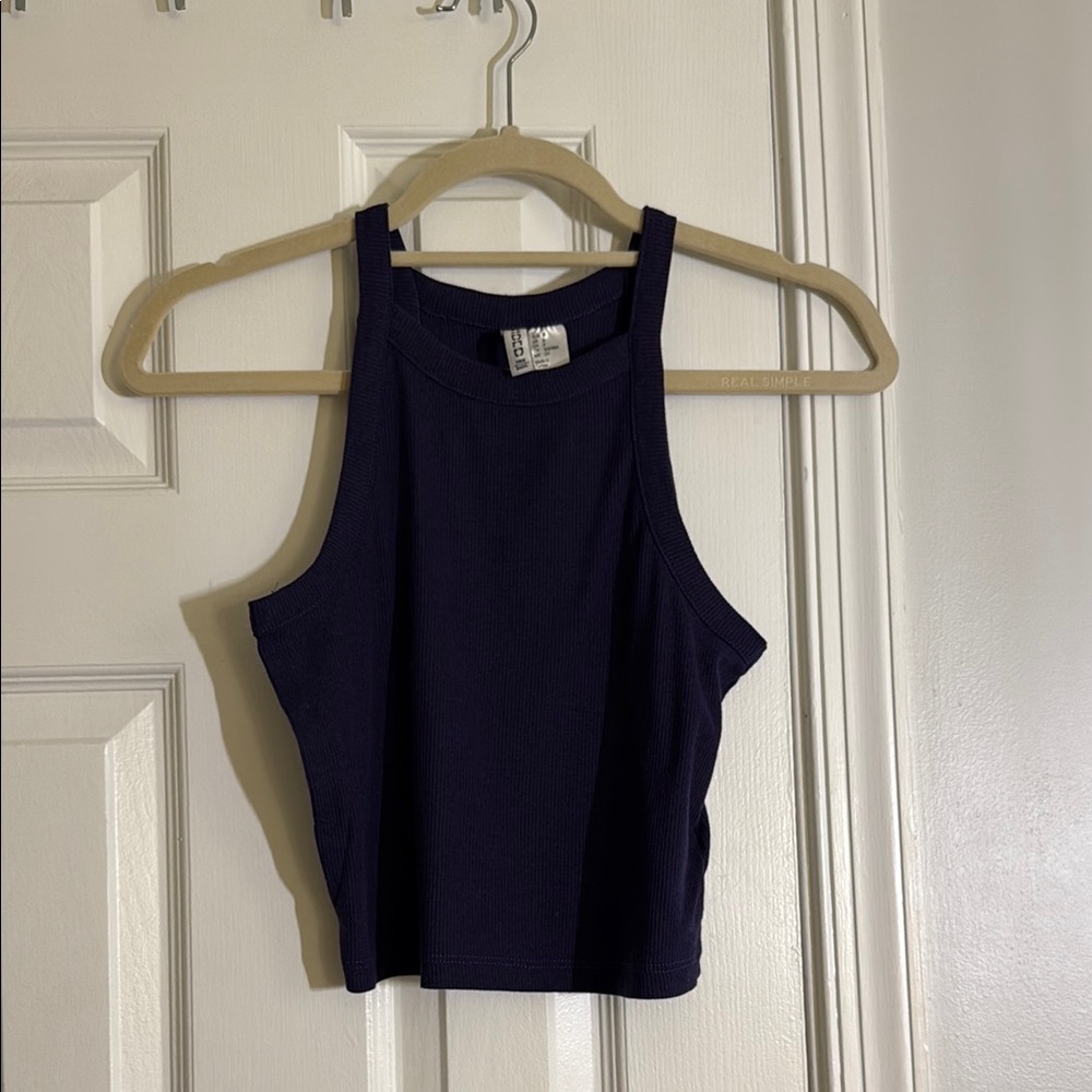 Divided Purple Ribbed Tank Top